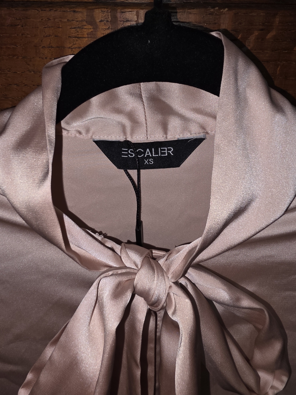 Escalier Women's Blouse with Tie Neck in Blush Pink